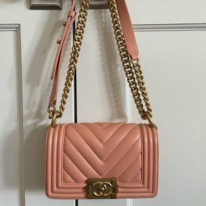 *SOLD* Small Chevron Boy Bag in Pink